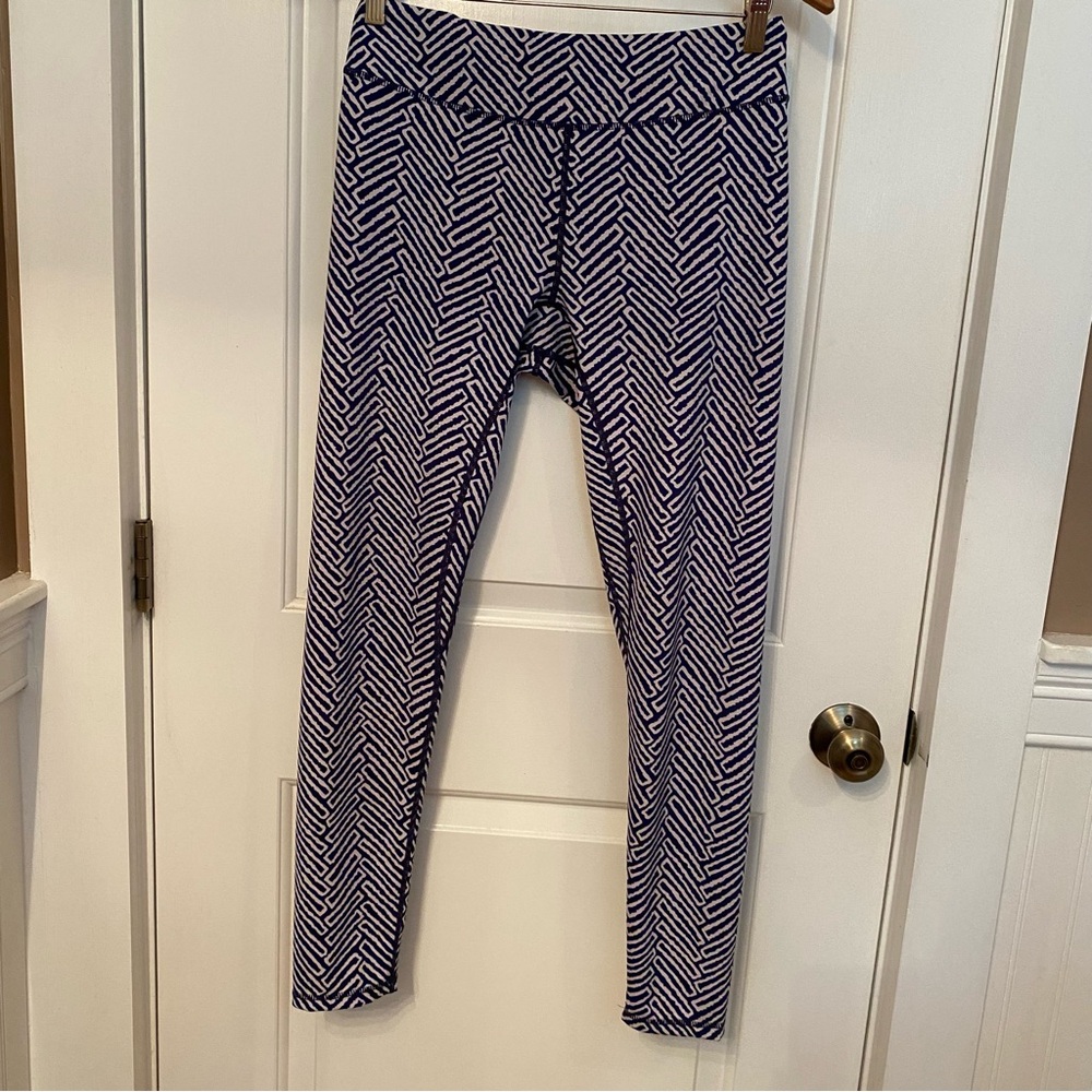 J McLAUGHLIN PANTS LEGGINGS BLUE WHITE PRINT SIZE M
